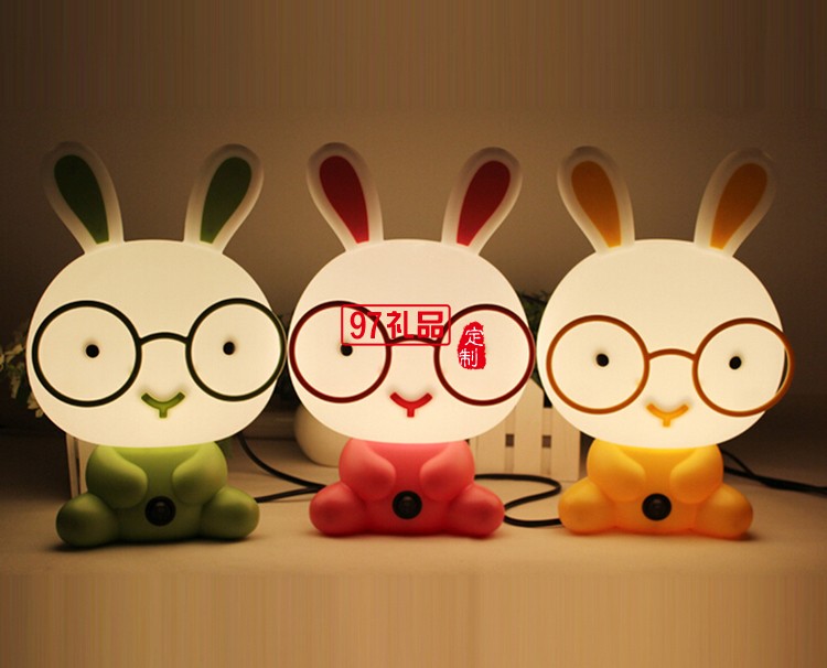 卡通眼鏡萌兔臺燈 創(chuàng)意小臺燈 護(hù)眼燈 可定制LOGO