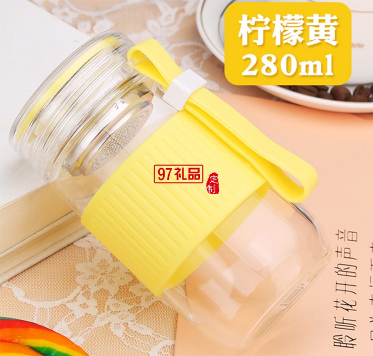 迷你花茶杯 過濾茶杯學(xué)生隨手杯 時(shí)尚玻璃杯