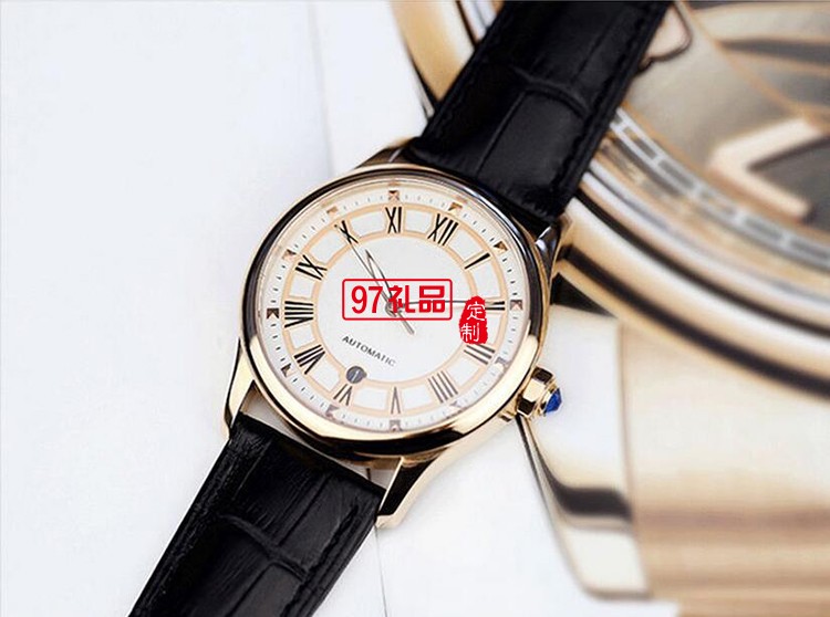 中國銀行商務禮品定制 機械男士真皮手表