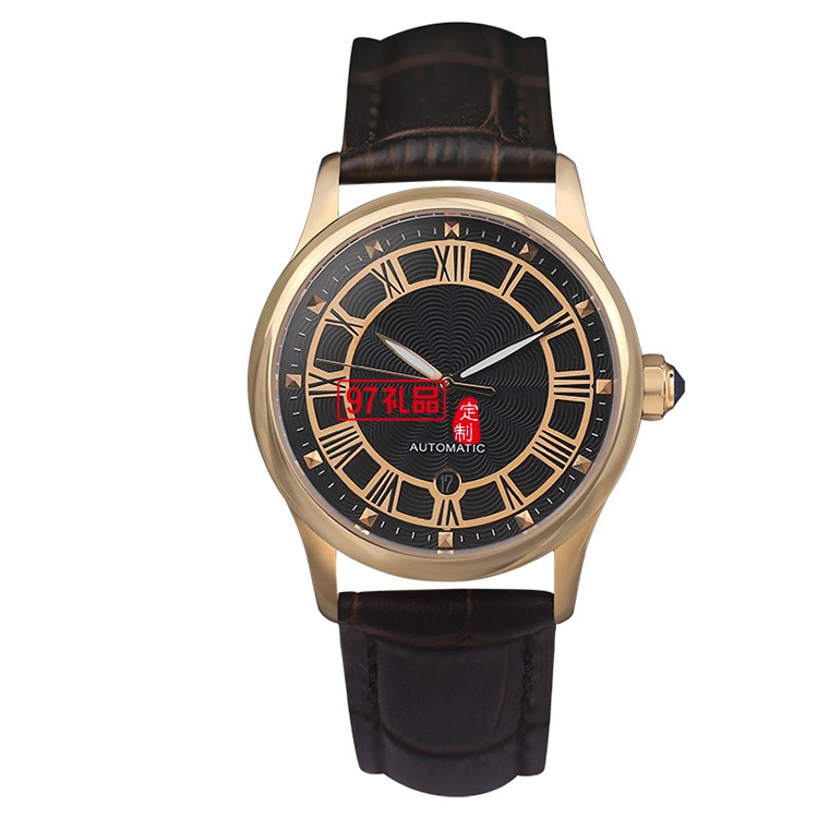 中國銀行商務禮品定制 機械男士真皮手表