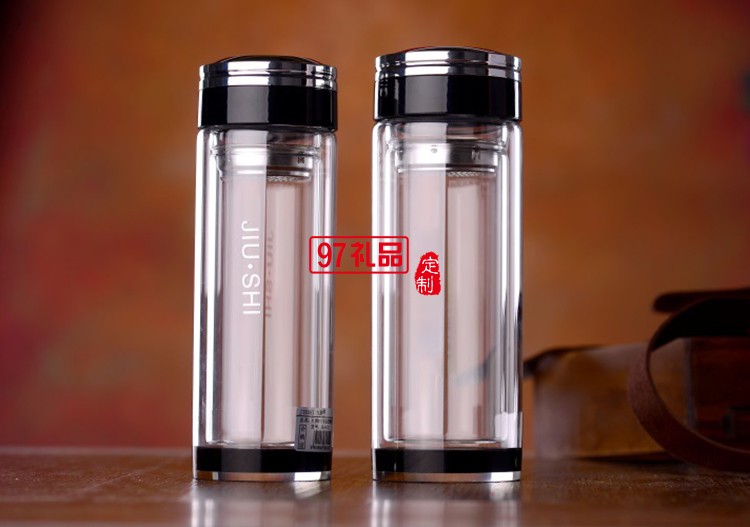 辦公玻璃杯 雙層隔熱杯 帶濾網(wǎng)茶杯禮盒裝 可定制LOGO