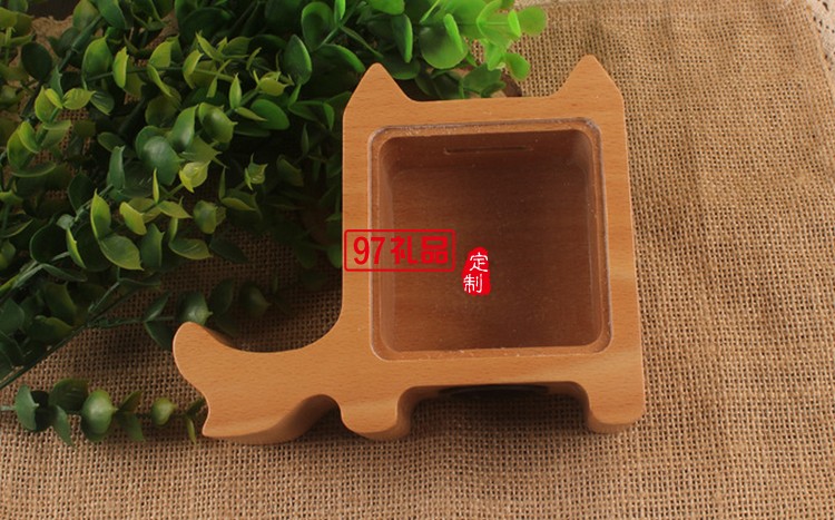 動(dòng)物形狀手機(jī)支架多功能原木零錢(qián)儲(chǔ)蓄罐