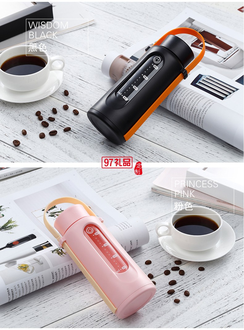  硅膠提繩簡約風(fēng)格 手提風(fēng)格玻璃杯 定制廣告杯 