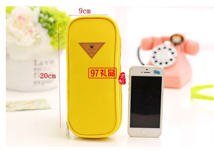 簡(jiǎn)約風(fēng)糖果色大容量多功能筆袋 logo定制