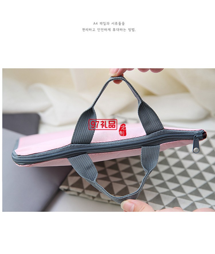 拉鏈多功能多層A4文件袋手提iPad電腦包手機(jī)牛津帆布公文包