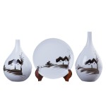 手繪鄉(xiāng)情陶瓷擺件 花瓶含托盤架 家居賓館酒店大廳開張開業(yè)展會(huì)用