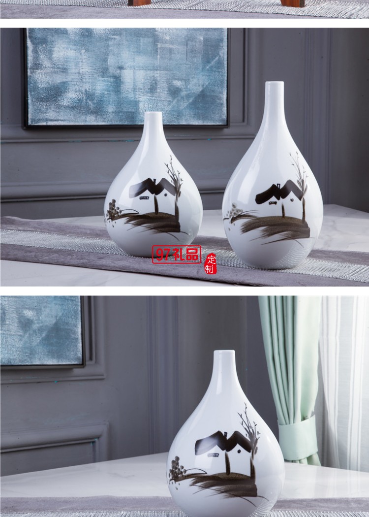 手繪鄉(xiāng)情陶瓷擺件 花瓶含托盤架 家居賓館酒店大廳開(kāi)張開(kāi)業(yè)展會(huì)用