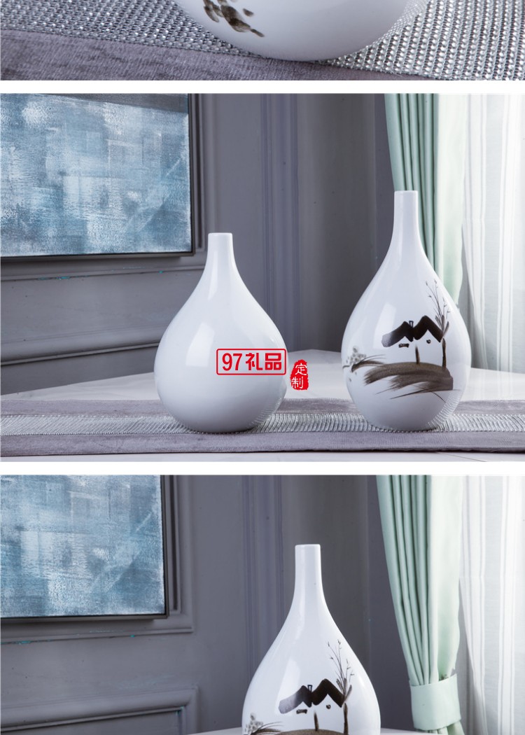 手繪鄉(xiāng)情陶瓷擺件 花瓶含托盤架 家居賓館酒店大廳開(kāi)張開(kāi)業(yè)展會(huì)用