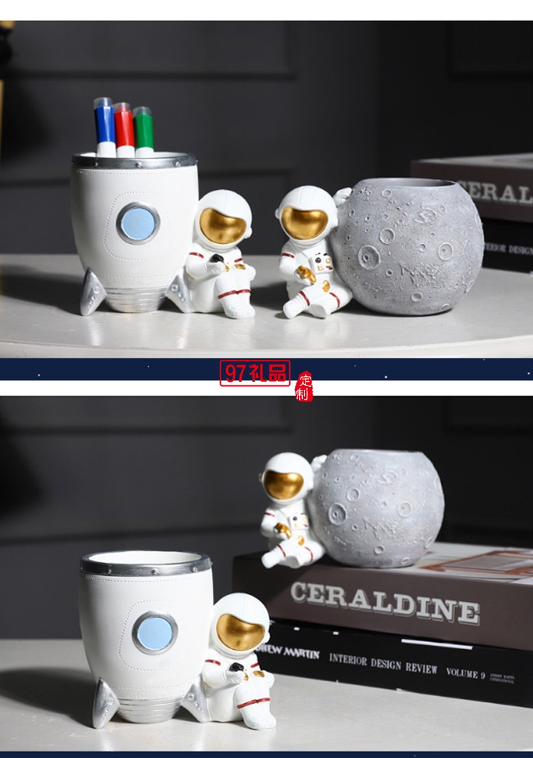創(chuàng)意時(shí)尚北歐宇航員筆筒多功能桌面收納盒可愛兒童卡通太空人擺件