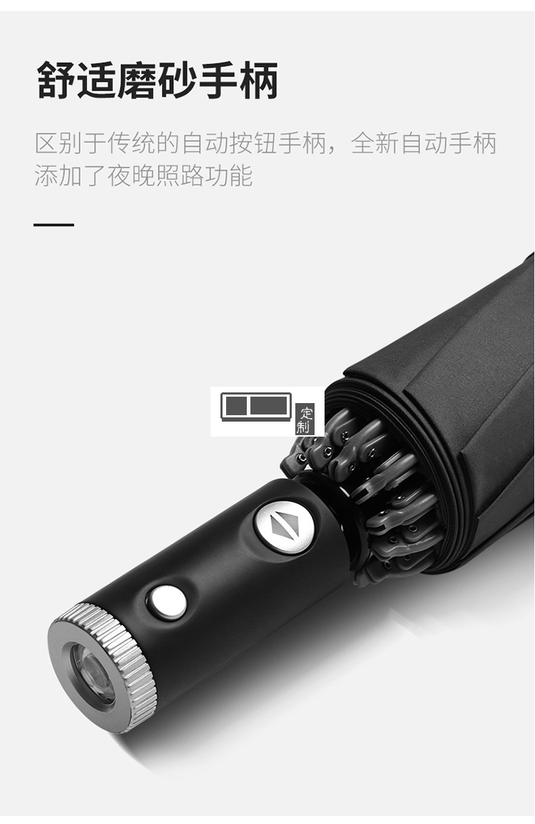商務(wù)車(chē)載反向折疊傘LED燈電筒全自動(dòng)傘反光可定制LOGO