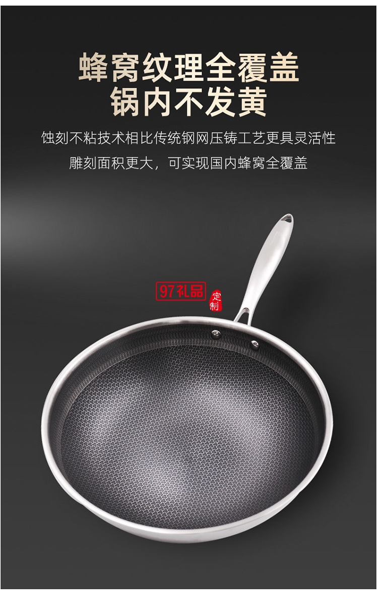 美國(guó)康寧CORNINGWARE蜂窩不銹鋼炒鍋不粘鍋32CM電磁爐通用