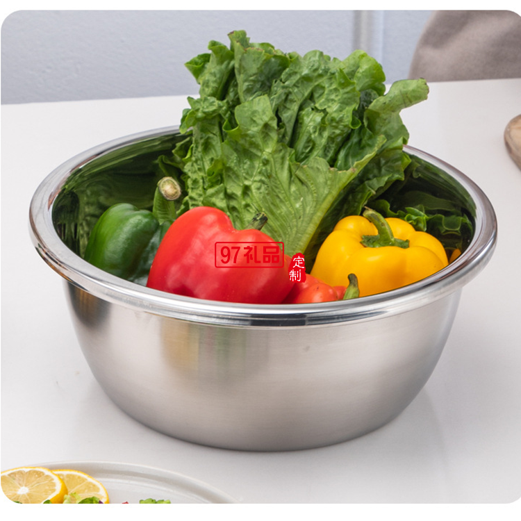 加厚不銹鋼盆米篩三件套調(diào)料缸淘米盆洗菜盆實用年貨禮品套裝盆子