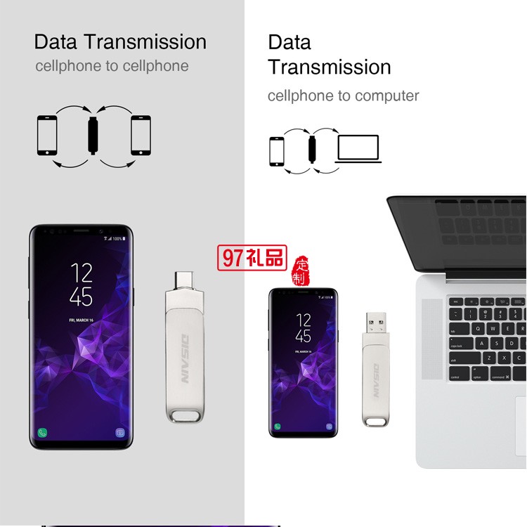 手機金屬旋轉U盤 兩用otg優(yōu)盤 type-c 