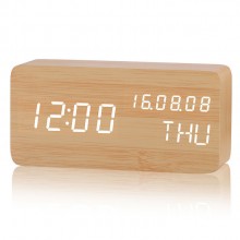 長(zhǎng)方形萬(wàn)年歷木鐘桌面 led電子聲控木頭鐘學(xué)生喚醒鬧鐘 長(zhǎng)方形萬(wàn)年歷木鐘桌面 led電子聲控木頭鐘學(xué)生喚醒鬧鐘