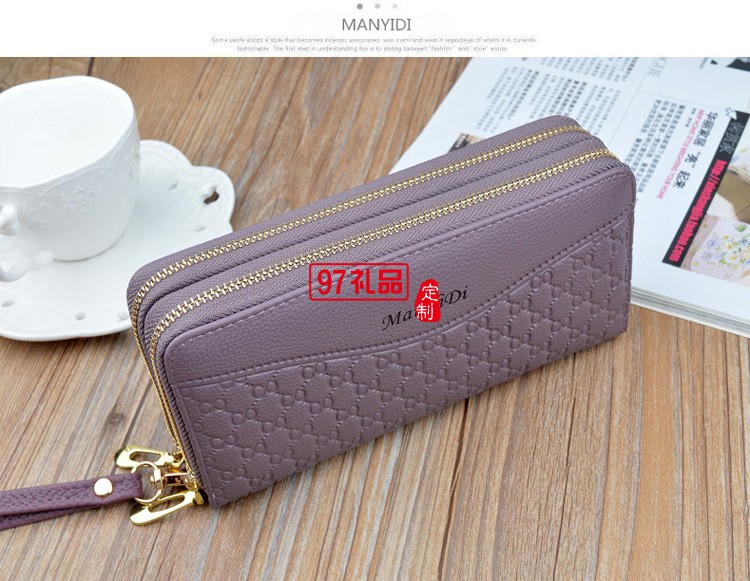 新款女士錢包長款大容量雙拉鏈?zhǔn)帜缅X包女雙層手抓包