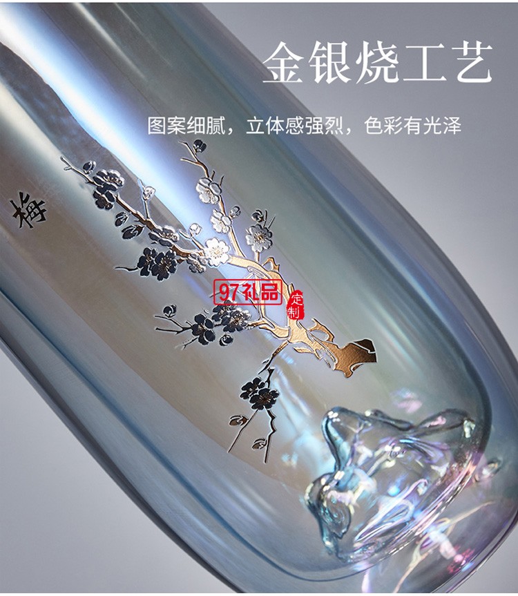 玻璃杯耐高溫大號家用透明水杯中國風網(wǎng)紅綠茶杯禮品杯子定制