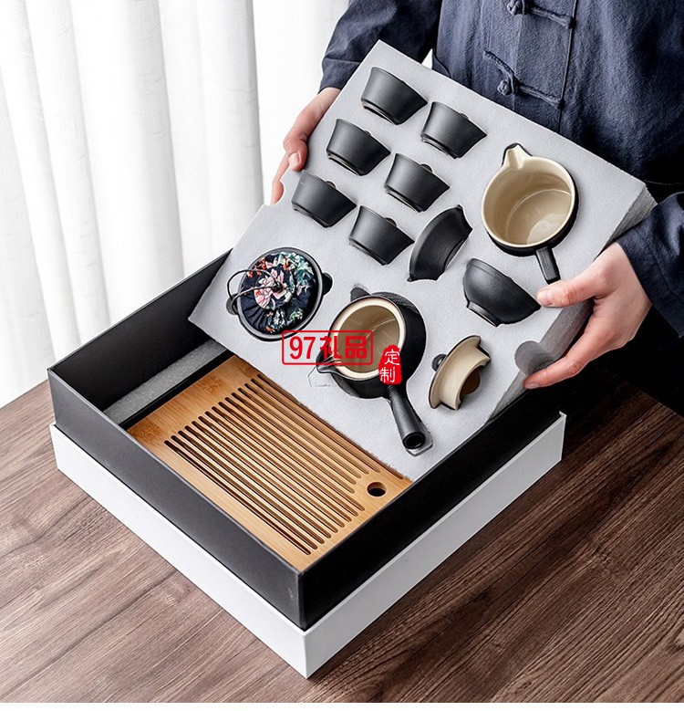 陶瓷功夫茶具簡(jiǎn)約禮盒家用創(chuàng)意茶盤(pán)茶葉罐套裝
