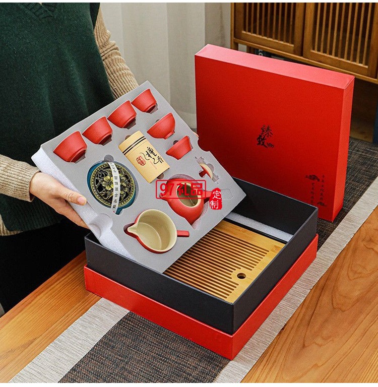 陶瓷功夫茶具簡(jiǎn)約禮盒家用創(chuàng)意茶盤(pán)茶葉罐套裝