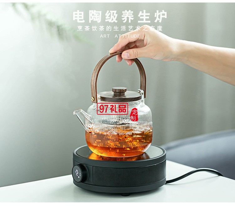 提梁電陶爐煮茶蒸汽煮茶壺茶具套裝高檔商務(wù)禮品定制