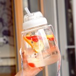 ins大肚塑料水杯帶背帶高顏值網(wǎng)紅便攜吸管杯超大容量水壺