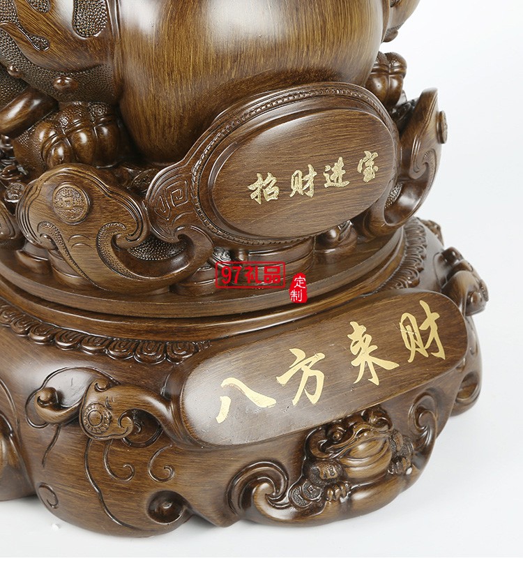 招財(cái)金蟾擺件仿木八方來財(cái)樹脂工藝品