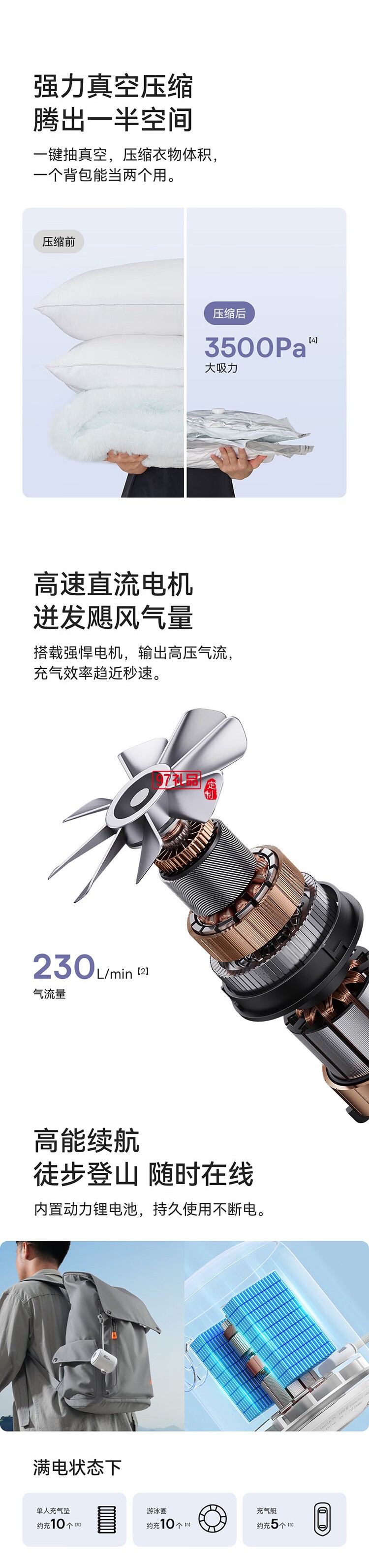 倍思 小口袋 戶(hù)外露營(yíng)迷你充氣泵