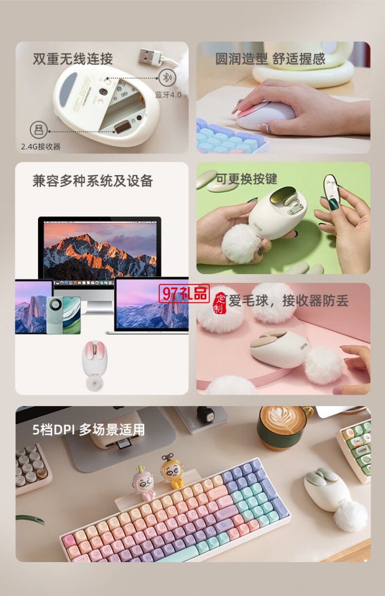 洛斐-OE904S 小瓣無(wú)線雙模鼠標(biāo)-小薔薇