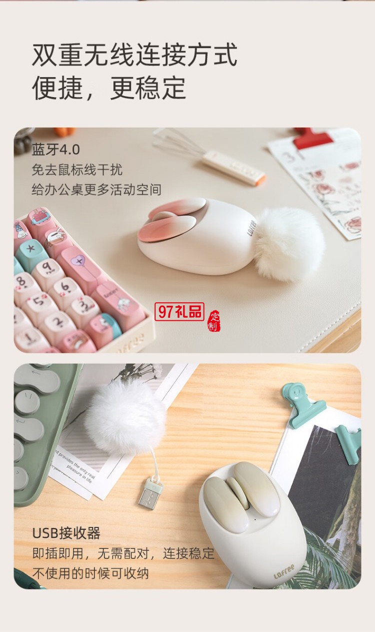 洛斐-OE904S 小瓣無(wú)線雙模鼠標(biāo)-小薔薇