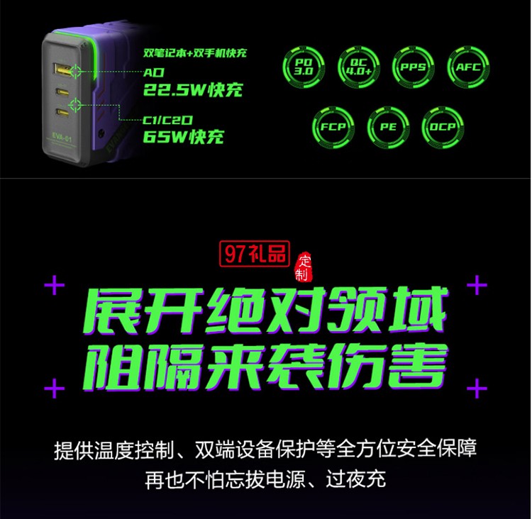 EVA聯(lián)名 65W快充 氮化鎵 2C1A