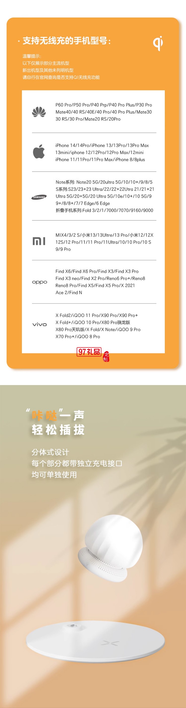 藍(lán)牙音響無線充小夜燈分體式便攜戶外露營(yíng)燈