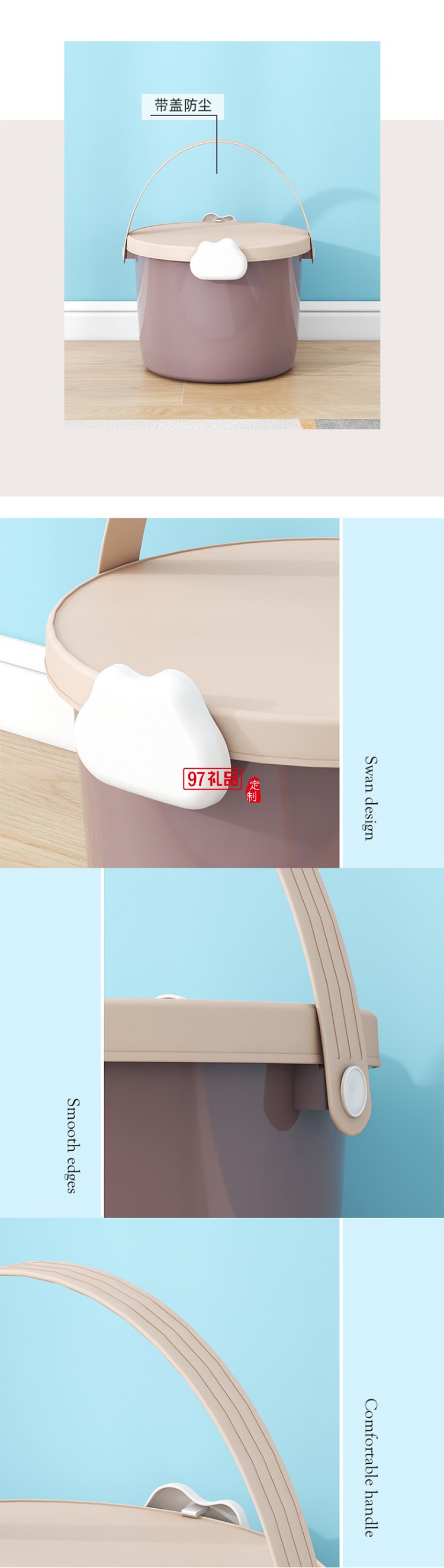 兒童玩具手提桶積木包裝桶塑料桶12L食品PP圓型收納桶禮品