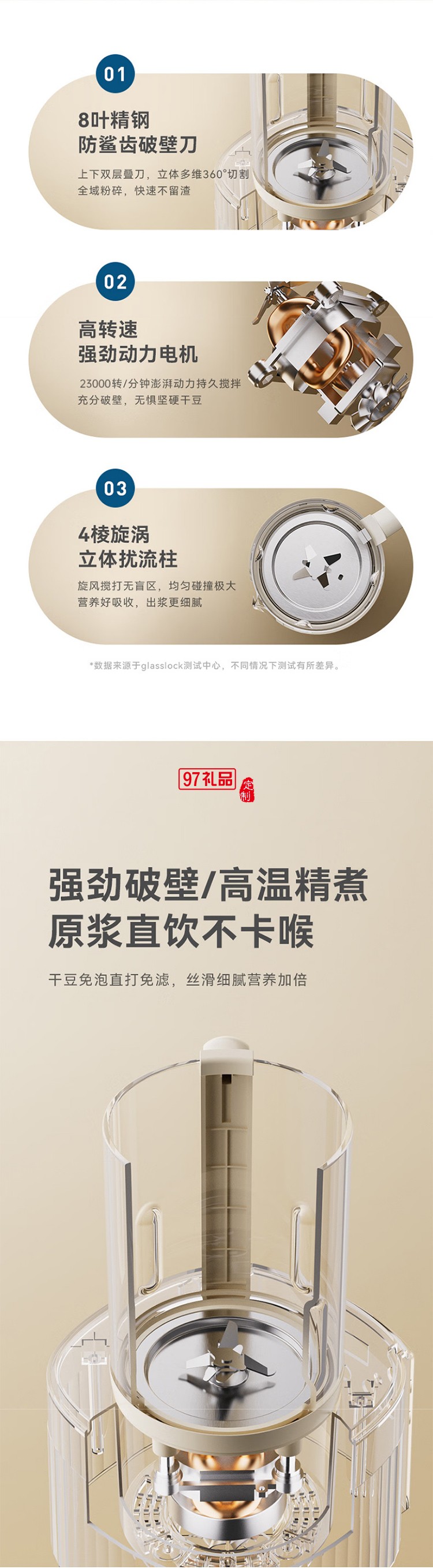 GLASSLOCK破壁機(jī)智頻變速輕音降噪全自動豆?jié){機(jī)榨汁機(jī)料理機(jī)