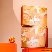 月餅禮盒蛋黃蓮蓉月餅純正紅豆沙月餅中秋團(tuán)購(gòu)送禮 錦華福祿安康420g